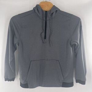 Under Armour Cold Gear Fitted 1/4 Zip Hoodie Mens Size‎ L Gray Black Polyester *